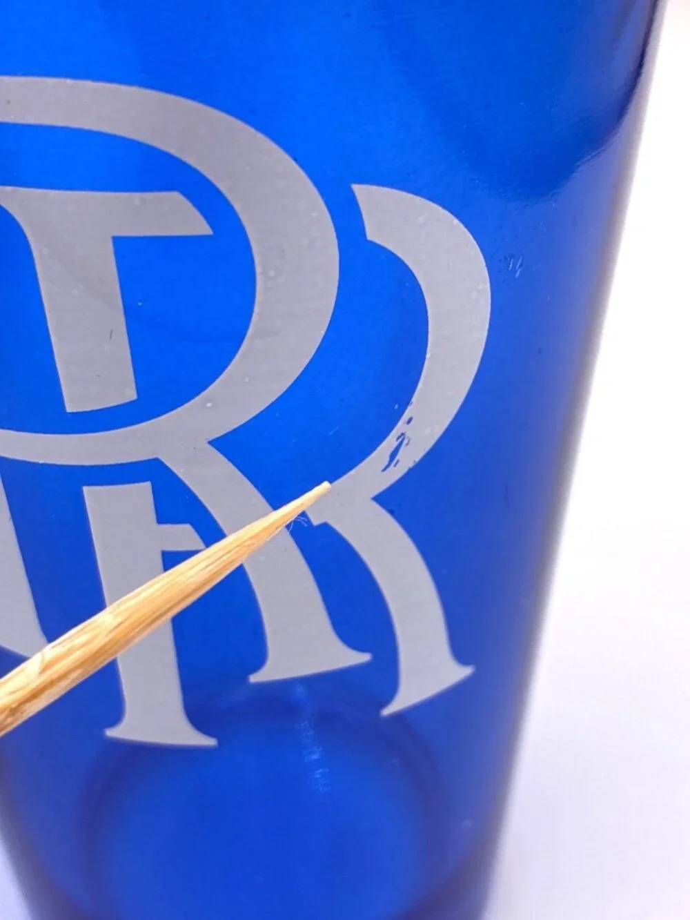 Set Of 4 Rolls-Royce RR Logo Drinking Glass Blue Frosted White Logo 16oz